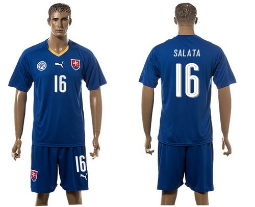 Slovakia #16 Salata Blue Away Soccer Country Jersey